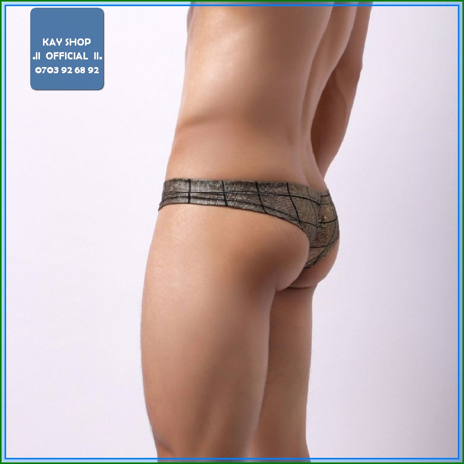 Quần lót nam tam giác lưới sexy nửa mông thun ánh kim đẹp mắt - Quần sịp nam ôm mông căng quyến rũ gợi cảm