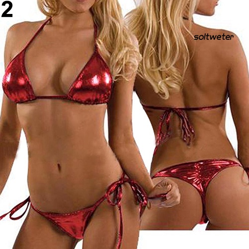 Set bikini hai mảnh ánh kim thời trang quyến rũ dành cho nữ