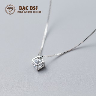 Dây chuyền nữ Bạc BSJ S925 mặt hộp đính đá DNU01