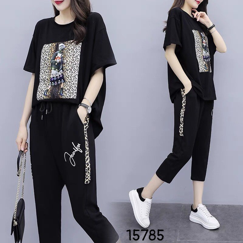 Set lửng BIG SIZE Đen Phối B e o - 15785