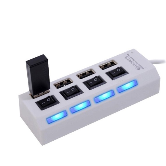 Bộ chia 4 cổng USB Hub đa năng dùng cho mọi dòng máy - Tặng kèm giắc OTG dùng cho các máy Android/Windows