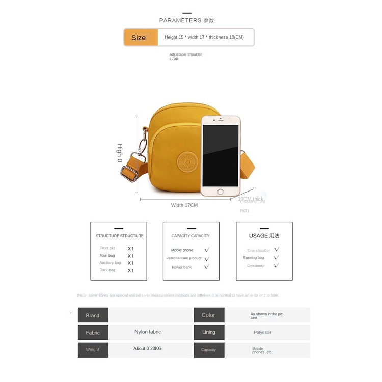 Túi Đeo Vai Vải Oxford Mini Ba Lớp In Họa Tiết Phong Cách Nhật Hàn Thời Trang Cho Nữ