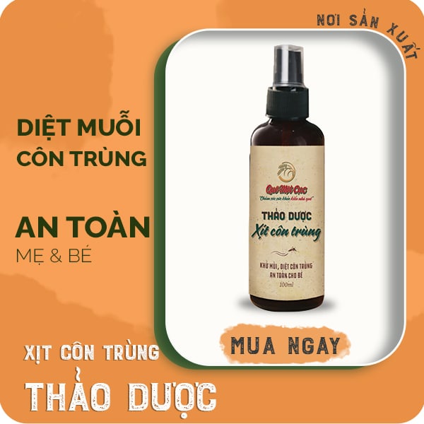 Xịt muỗi thảo mộc, thảo dược xịt côn trùng an toàn cho trẻ nhỏ, mẹ bầu QUÊ MỘT CỤC 100ml (handmade)