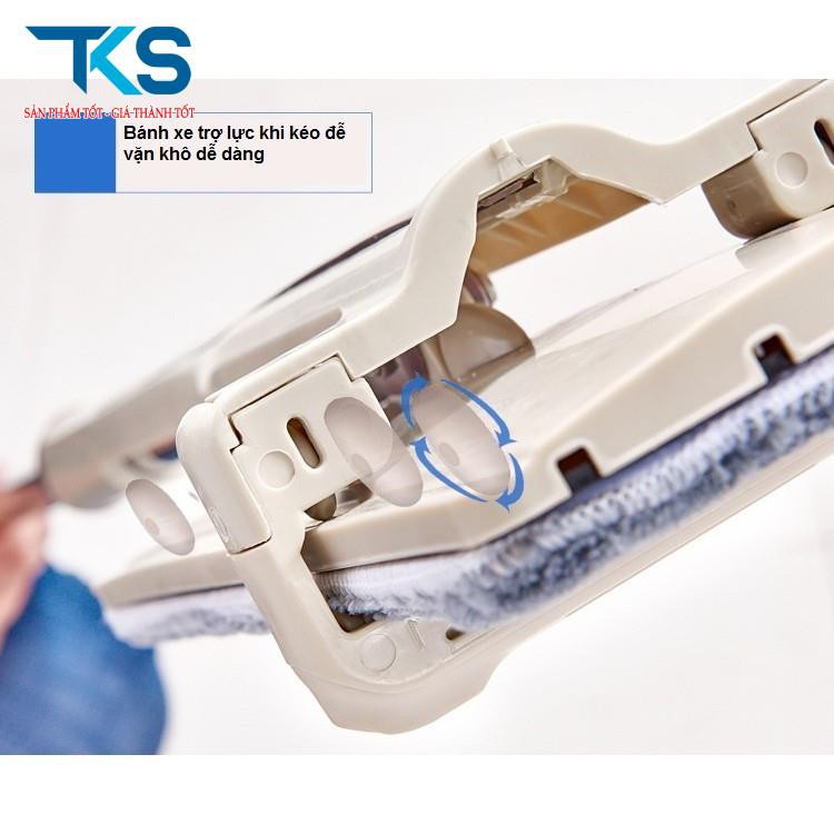 Chổi lau nhà tự vắt nhật bản + tặng kèm 1 tấm lau, Cây lau nhà tự vắt xoay 360 độ Spin mop