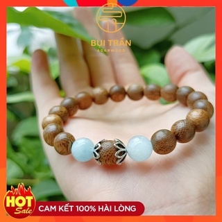 Vòng gỗ trầm mix đá phong thủy mệnh thủy cho nam và nữ