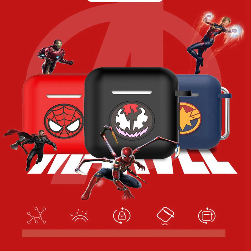 Vỏ Đựng Bảo Vệ Hộp Sạc Tai Nghe Airpods 1 / 2 Bằng Silicone Hình Marvel Avengers