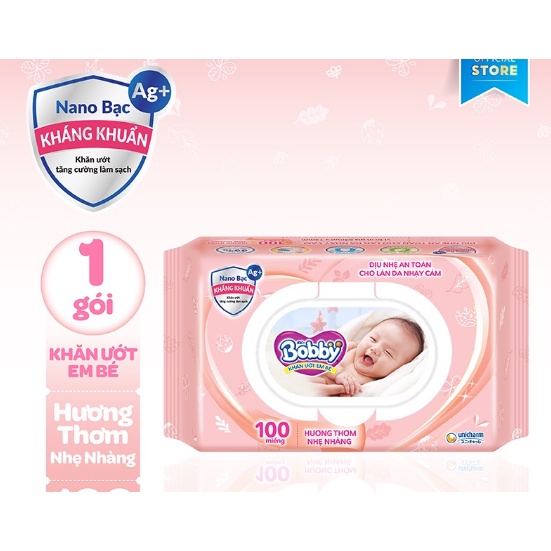 Khăn ướt Bobby Care hương thơm nhẹ nhàng 100 miếng