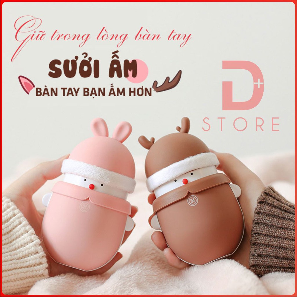 Máy sưởi ấm mini cầm tay kiêm sạc dự phòng Deerlet &amp; Bunny siêu dễ thương