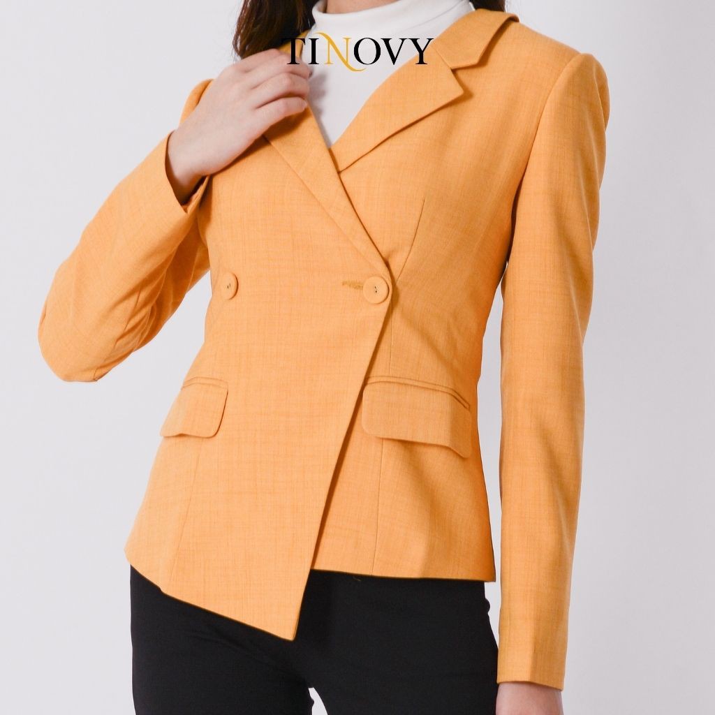 Áo Vest Blazer Nữ TINOVY Dài Tay Vạt Lệch Cao Cấp 1910-081