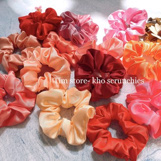[Ảnh thật- HỒNG ĐỎ]CỘT TÓC VẢI SCRUNCHIES THỜI TRANG, ĐEO TAY SATIN BÓNG
