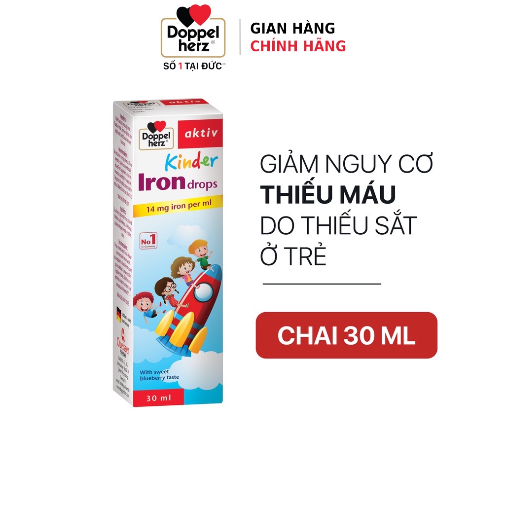 Siro bổ sung muối sắt ngừa thiếu máu cho trẻ em Doppelherz Kinder Iron Drops (Chai 30ml)