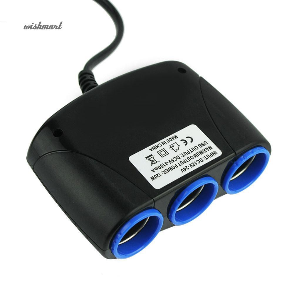 Bật Lửa Điện 12-24V 3 Cổng Sạc Usb Cho Xe Hơi