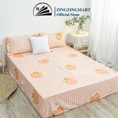 Bộ Ga Và 2 Vỏ Gối Nằm Chất Poly Cotton Không Bai Không Xù | Mẫu Bò Xám - Kích thước M2/M6/M8/2M2