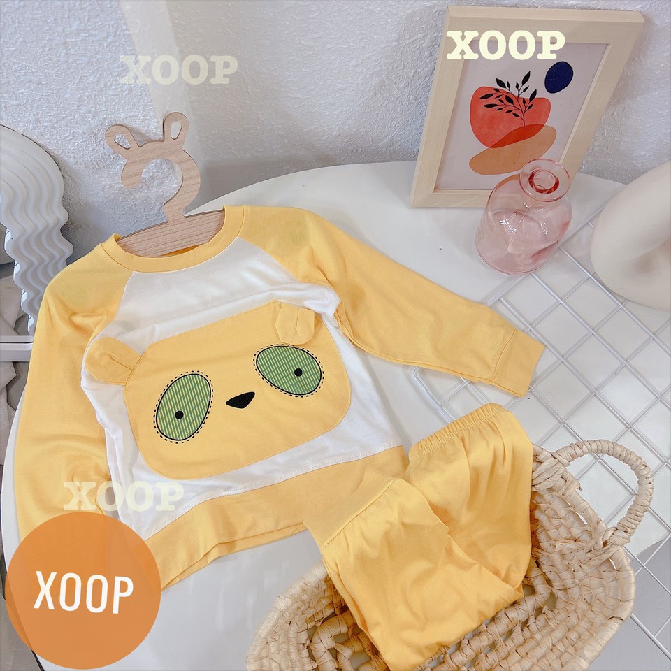 Xả hàng Bộ dài tay chất thun lạnh- Bộ dài tay xoop  in họa tiết 2 mắt 2 tai cho bé  BD12