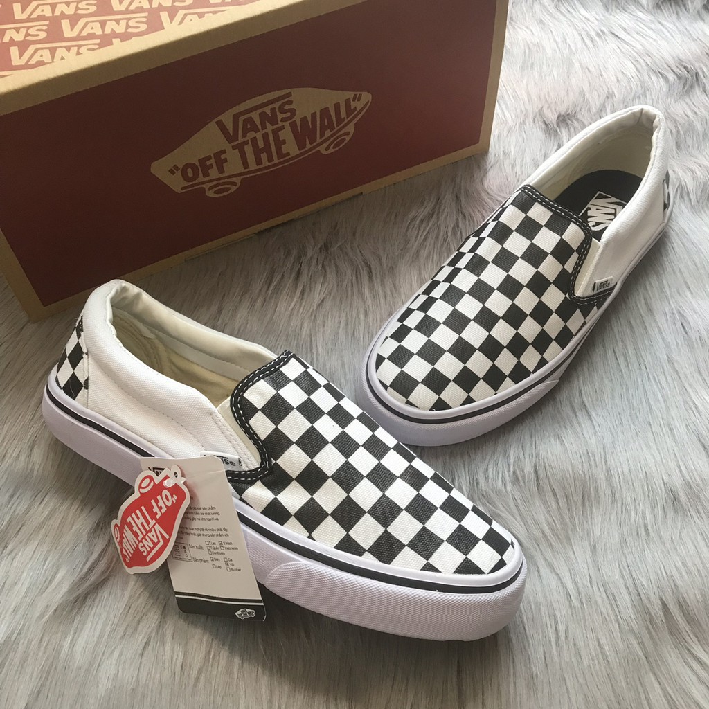[MIỄN PHÍ SHIP] Giày Thể Thao Lười Slip On Caro Đen Trắng | BigBuy360 - bigbuy360.vn