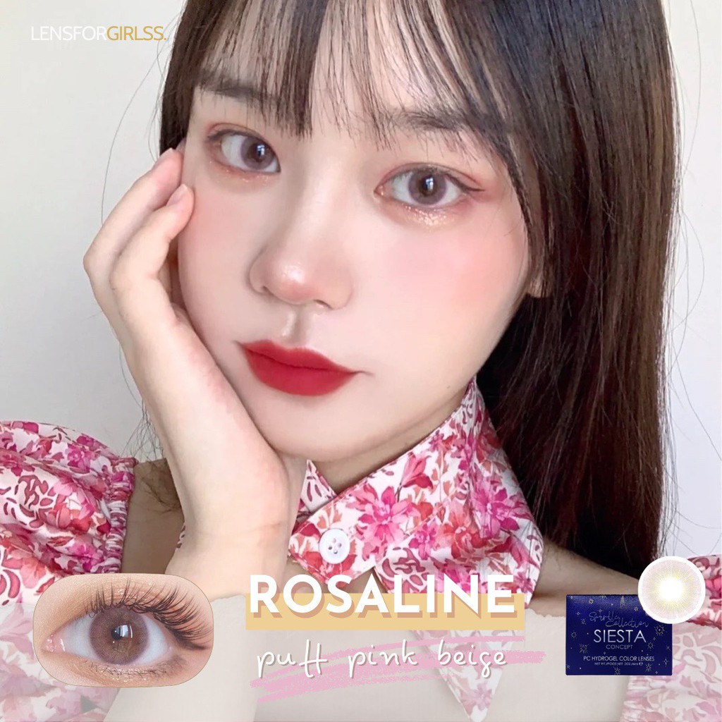 Kính áp tròng Siesta Rosaline Puff Pink Beige dành cho mắt nhạy cảm - Pc Hydrogel | Hạn sử dụng 6 tháng