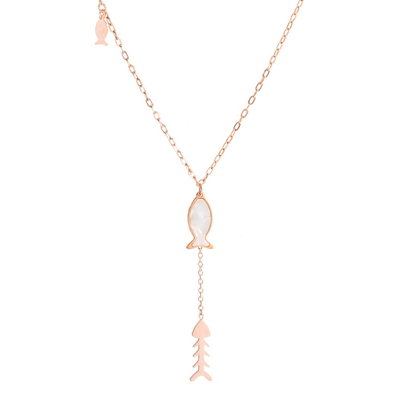 Vòng cổ Thép Titan Nhẹ Mặt Xương Cá Phong Cách Hàn Quốc Sang Trọng Cho Nữ