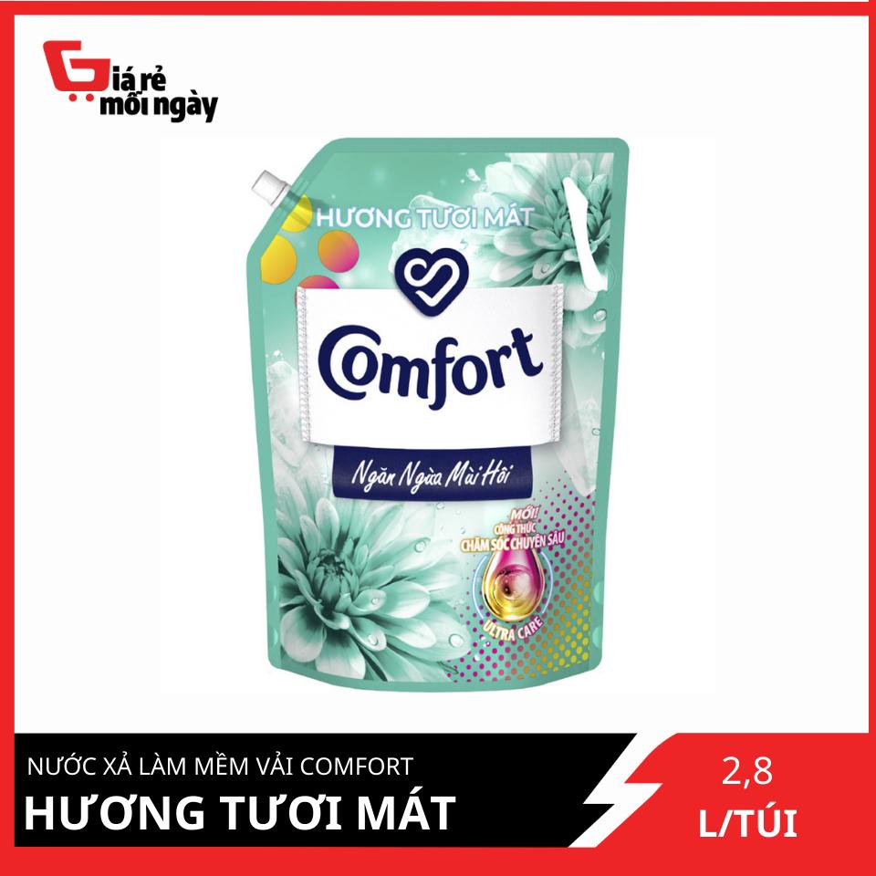Nước Xả Làm Mềm Vải Comfort Chăm Sóc Chuyên Sâu Ngăn Ngừa Mùi Hôi Hương Tươi Mát túi 2.8L