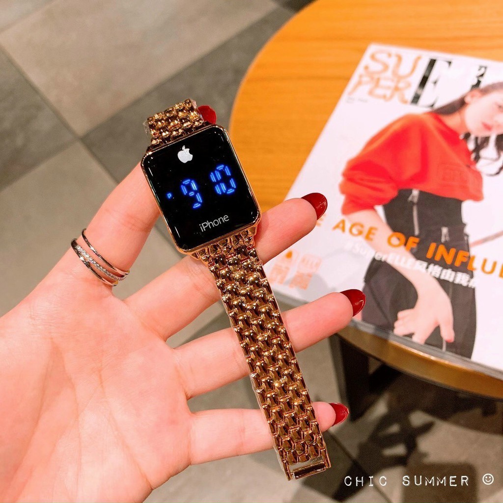 (Thẻ bảo hành 12 tháng) Đồng hồ Nam (nữ) Iphone mặt cảm ứng điện tử, dây thép không gỉ - Đồng hồ điện tử apple watch