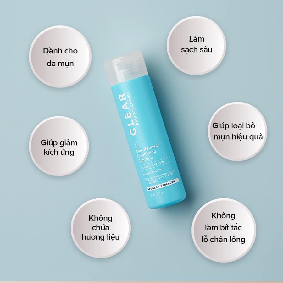 Dung dịch ngừa mụn Paula's Choice Clear Regular Strength Anti-Redness Exfoliating Solution 118ml