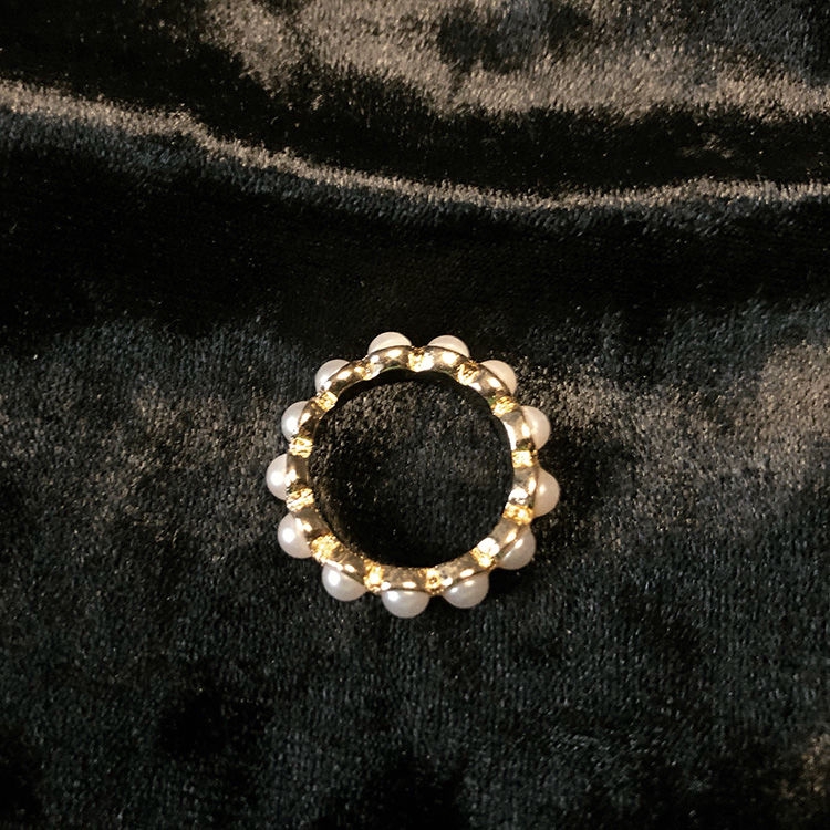 Nhẫn Đính Ngọc Trai Phong Cách Retro Hàn Quốc