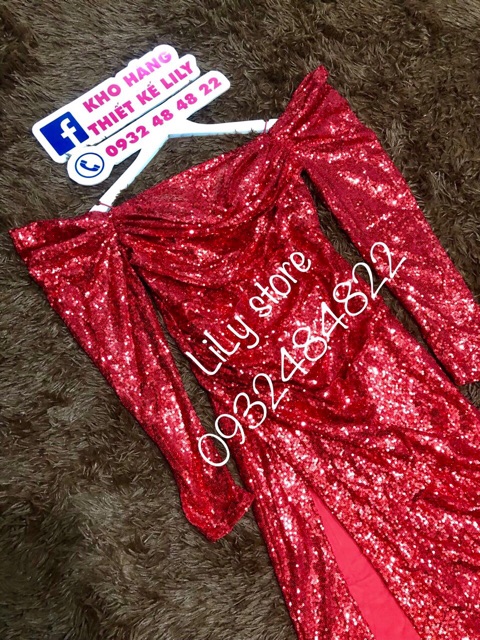 ẢNH VÀ VIDEO THẬT 1000% , đầm body kim sa rớt vai