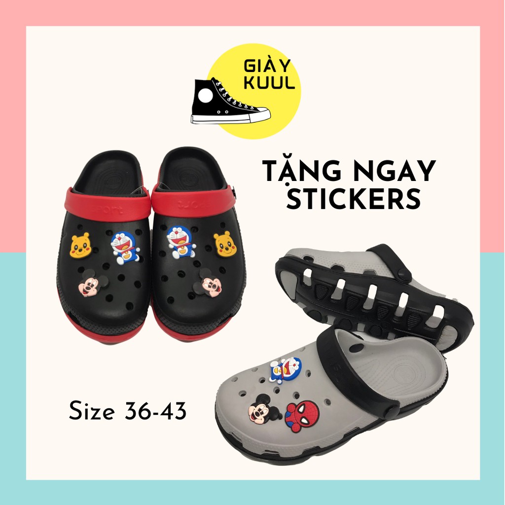 Dép cross sticker, dép sục nam nữ UNISEX duet hàn quốc đi mưa cao cấp - Giày KUUL