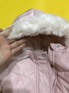 Áo phao lót lông cừu hồng fox