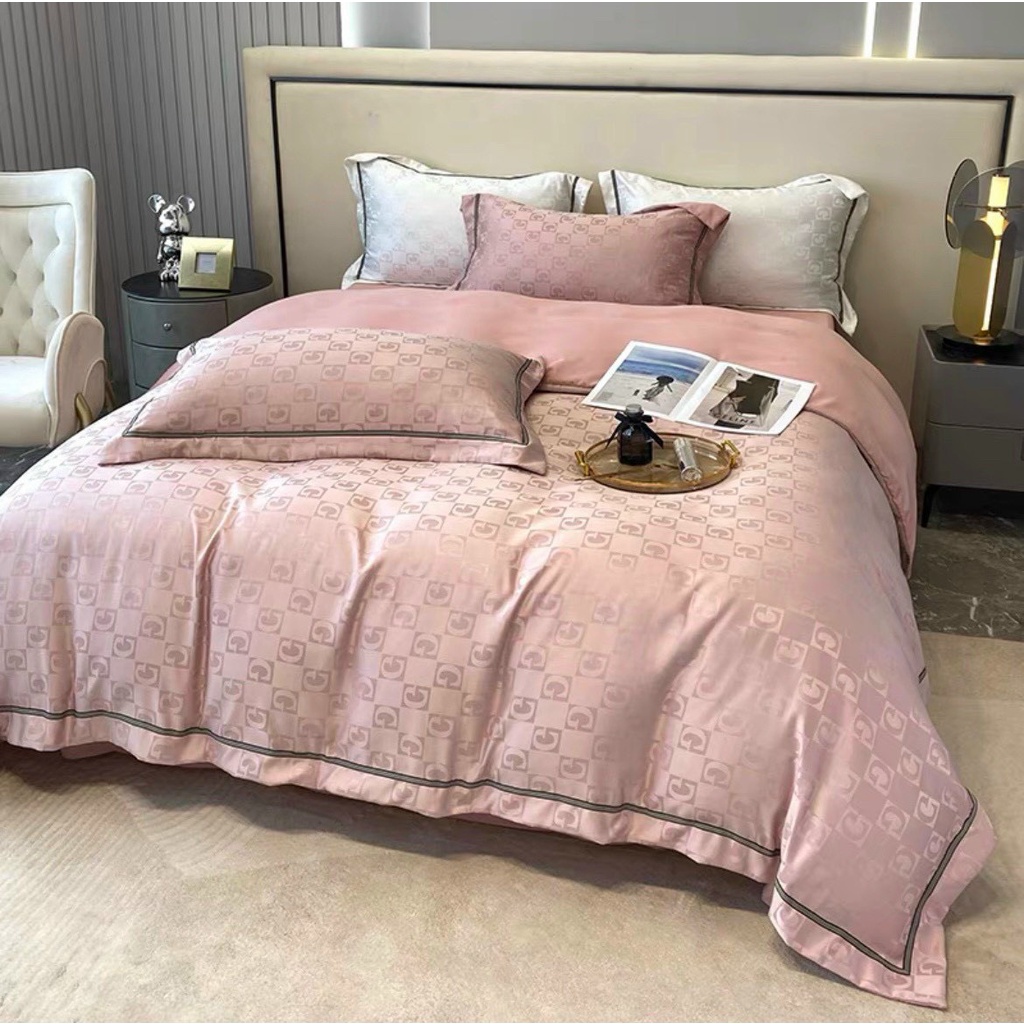 Bộ Chăn Ga Gối Lụa Vân Chìm thượng Lưu