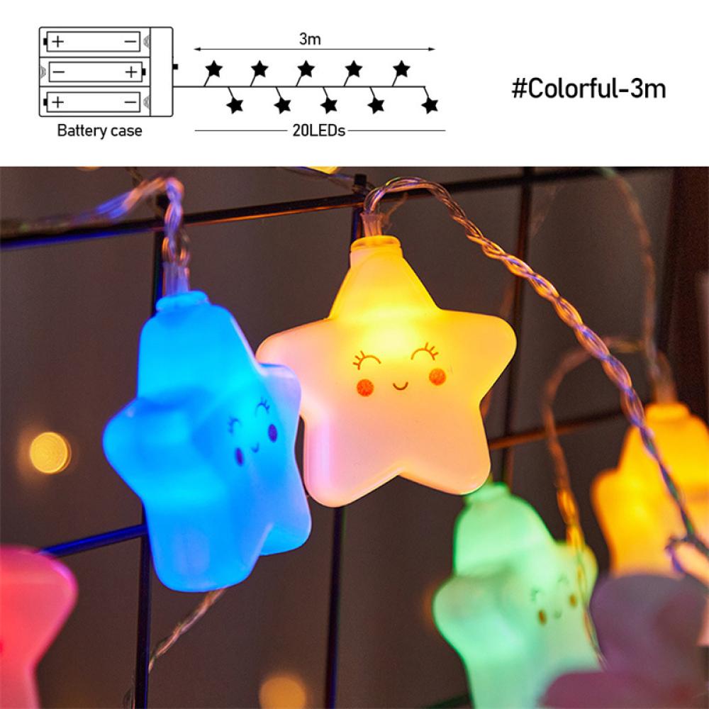 Dây Đèn LED Hình Ngôi Sao/Mặt Cười Hoạt Hình Chạy Bằng Pin Trang Trí Tiệc/Đám Cưới Cho Bé R3Z9