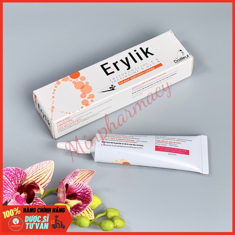 Gel chấm mụn viêm, mụn trứng cá ERYLIK (tuýp 30g) - Minpharmacy