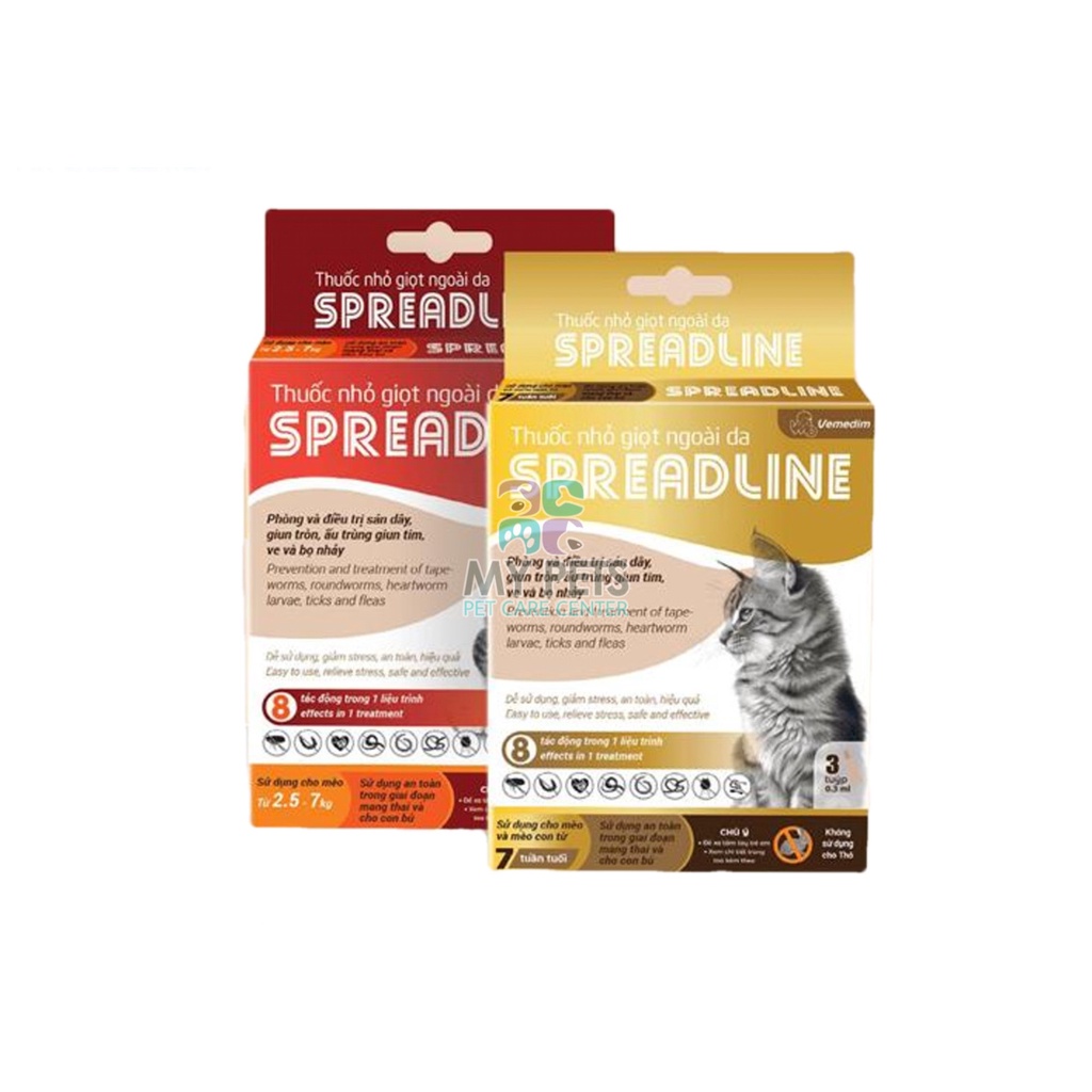 [ Lẻ 1 typ] Spreadline nhỏ gáy Phòng và trị S.án D.ây, Giun Tr.òn, Gi.un Tim, Ve dành cho Mèo