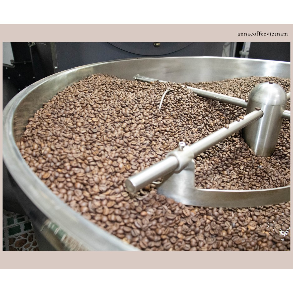 Cà phê Robusta rang mộc nguyên chất 1kg công nghệ hot air tỷ lệ hạt to đều màu nâu đậm không lẫn tạp chất
