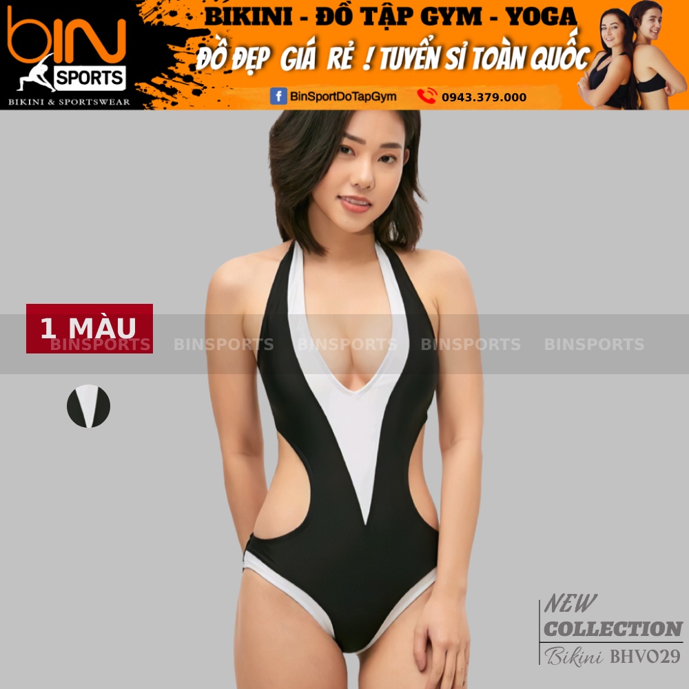 Bikini Nữ Một Mảnh Body Khoét Eo Viền Trắng Freesize Bin Sports BHV029