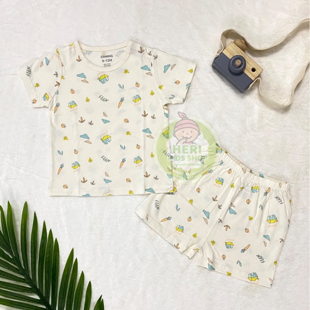 Bộ cộc tay cổ tròn Chaang cho bé từ 8kg đến 19kg