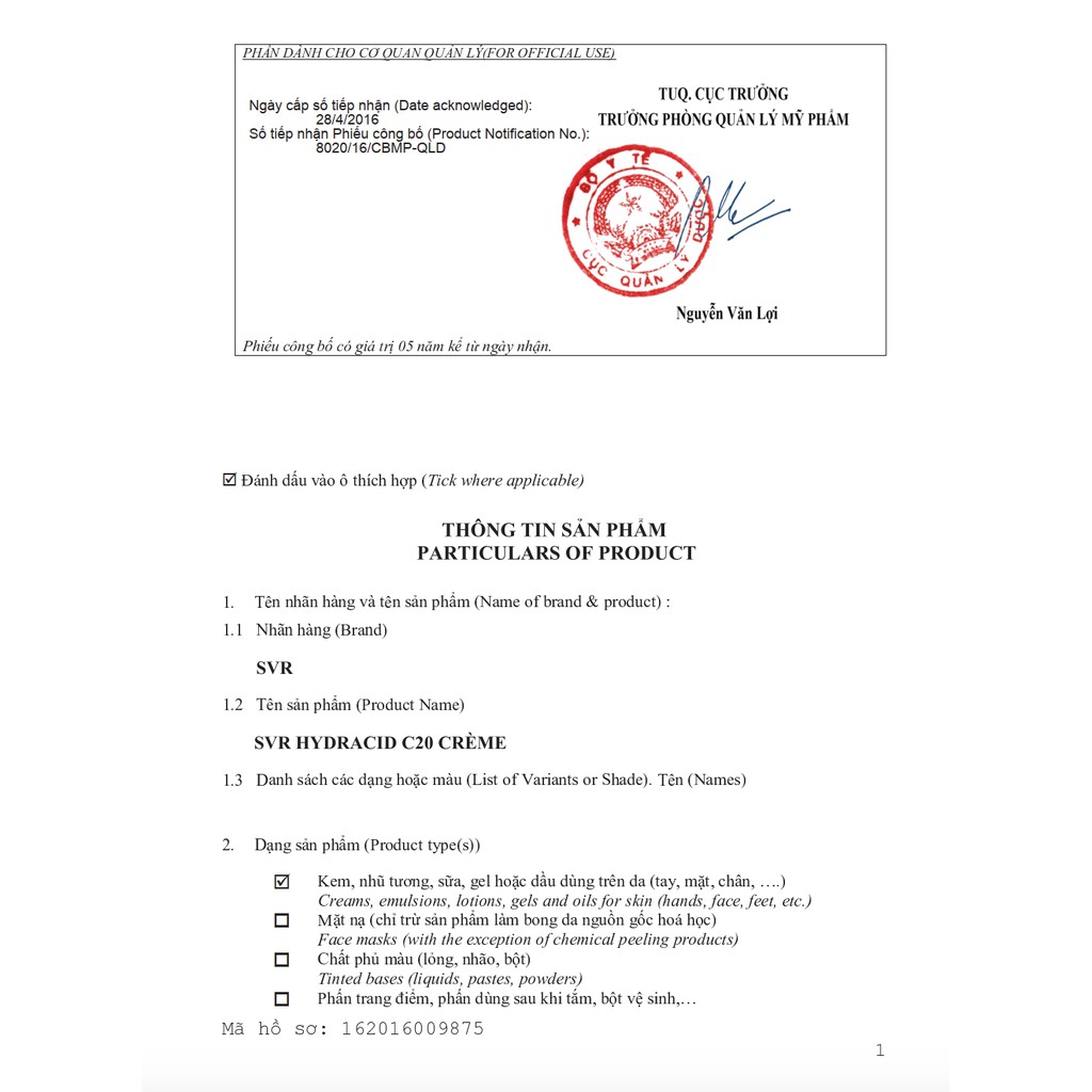 Kem Dưỡng Da Chống Lão Hoá Và Làm Sáng Da SVR Hydracid C20 Crème 30ml