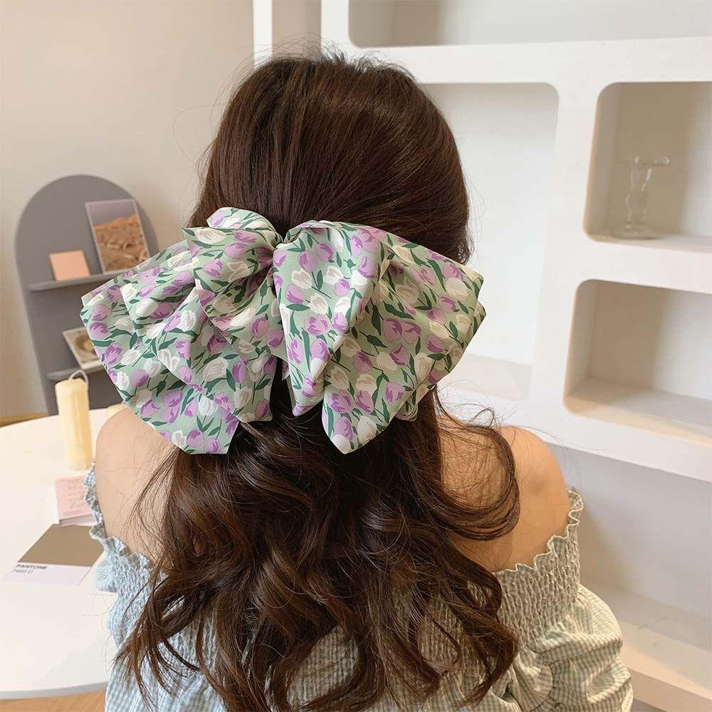 TWINKLE Kẹp Tóc Chiffon Họa Tiết Hoa Phong Cách Hàn Quốc Ngọt Ngào Cho Nữ