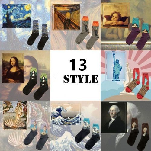 Tất vớ in hình tranh vẽ 3D sáng tạo thời trang retro cho nam và nữ