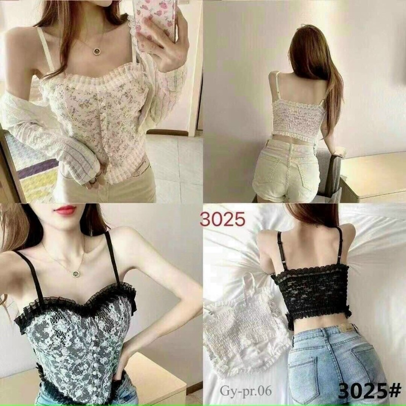 Áo 2 dây viền ren sang chảnh