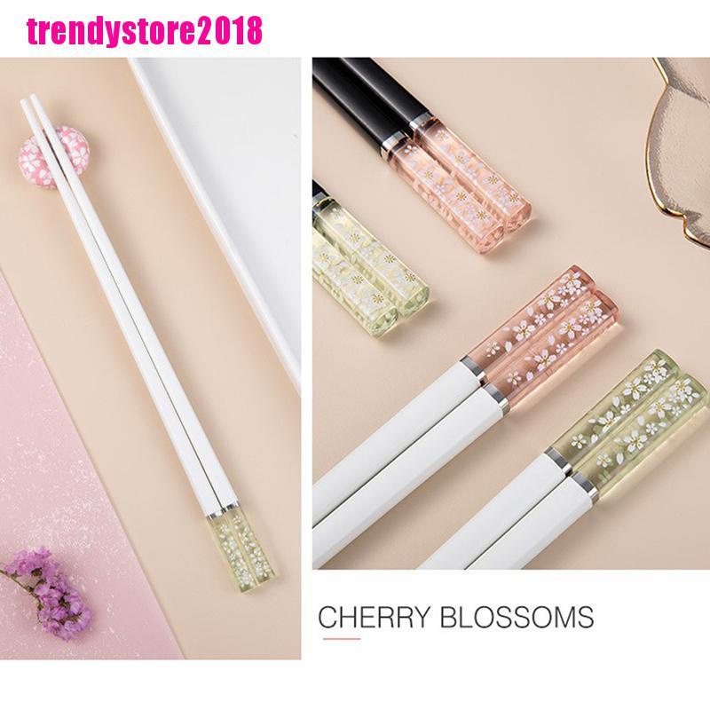 Đôi Đũa Hợp Kim In Hình Hoa Anh Đào Xinh Xắn