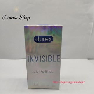 Bao cao su Durex Invisible Extra Thin extra sensitive siêu mỏng siêu mạnh chân thật hương yêu hộp 10c