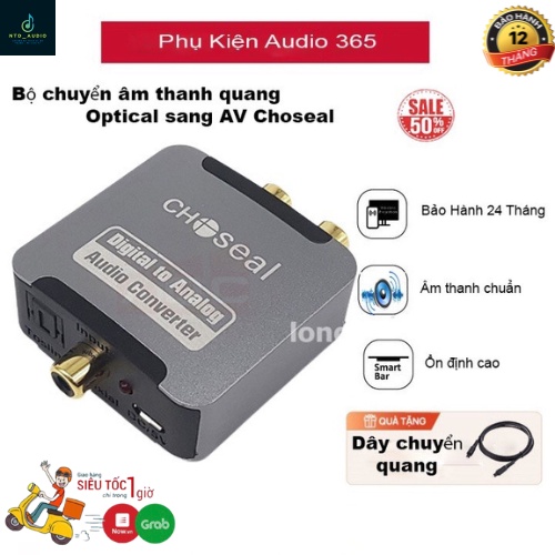 Bộ chuyển đổi âm thanh quang học optical sang AV ra audio Choseal kèm dây quang - BẢO HÀNH 12 THÁNG