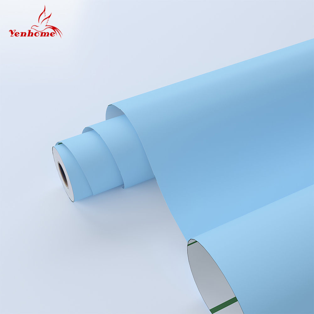 Giấy Dán Tường Yenhome PVC 40*200cm Dày Thân Thiện Với Môi Trường Chống Nước Màu Xanh Dương Đơn Giản Tươi Mới