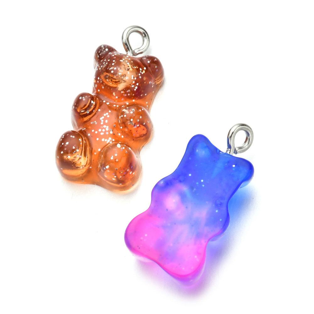 Mặt Dây Chuyền Hình Gấu Gummy Hoạt Hình Bằng Nhựa Resin Kích Thước 23 * 11mm