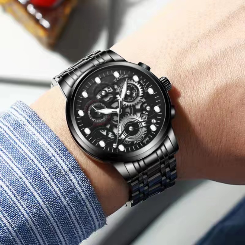 Đồng Hồ Quartz Phát Quang Chống Thấm Nước Bằng Thép Không Gỉ Sang Trọng Cho Nam