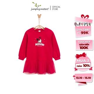 Váy đầm bé gái ren xòe công chúa nỉ đỏ NB1 Jumping Meters cao cấp