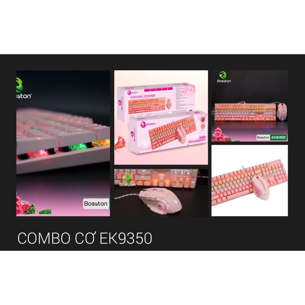 [Mã 267ELSALE hoàn 7% đơn 300K] Bộ Phím Chuột Cơ Bosston EK9350 Màu Hồng (Pink)