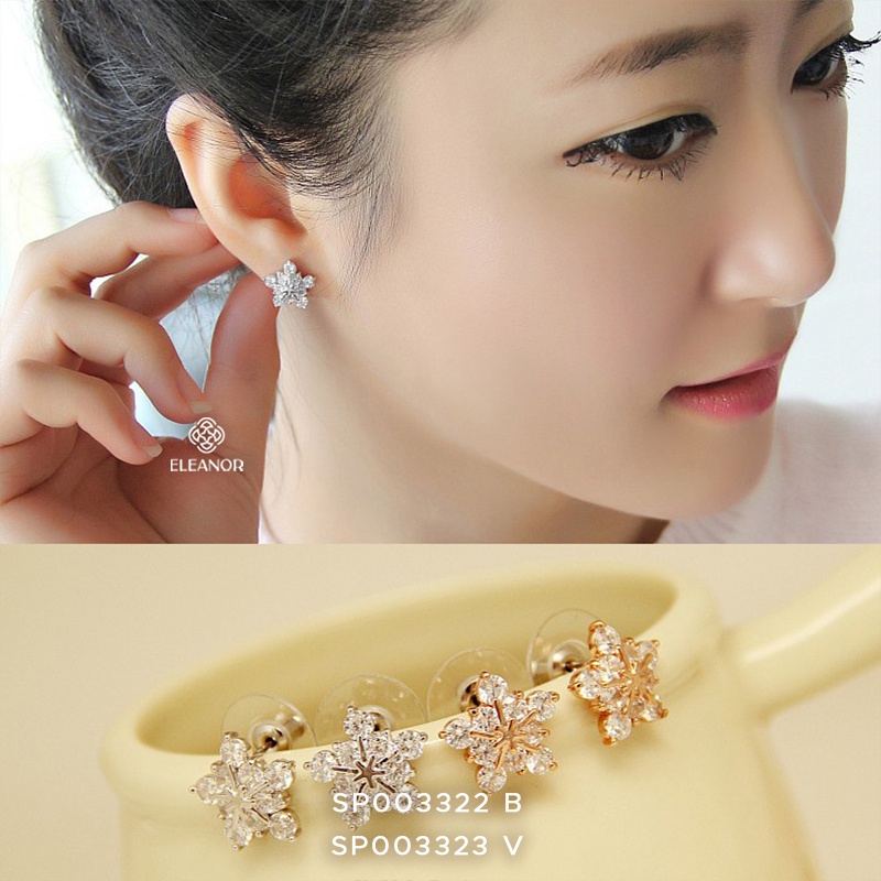Bông tai nữ chuôi bạc 925 Eleanor Accessories hình hoa tuyết phụ kiện trang sức 3322