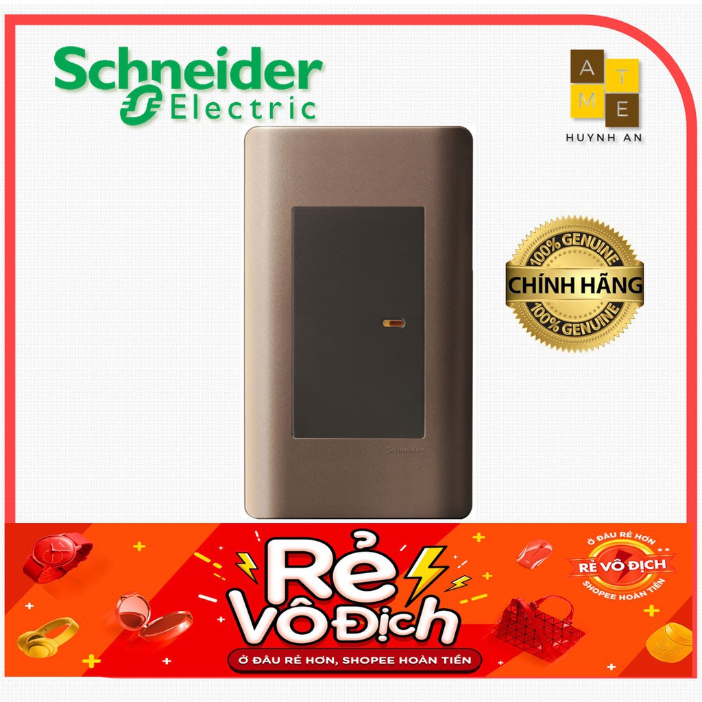 Bộ Công Tắc đơn 1 Chiều Cao Cấp Zencelo (đã bao gồm mặt và hạt) , Màu Nâu, Hãng Schneider. Dùng Cho Nhà Ở/Văn Phòng