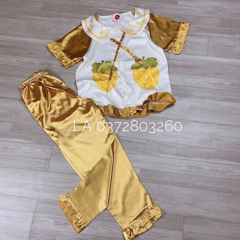 Bộ pizama quả dâu tây cổ bèo Bộ pijama pyjama